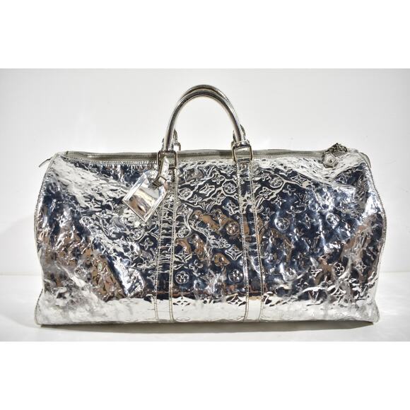 Louis Vuitton Keepall 55 Monogram Miroir Silver Mirror Weekend Travel Duffle Bag - Picture 2 of 16